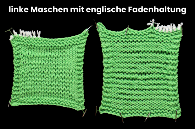 Maschenprobe "englische Fadenhaltung"