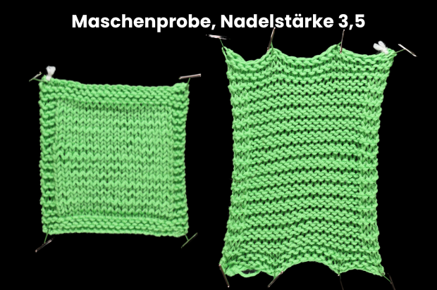Maschenprobe, beide Seiten
